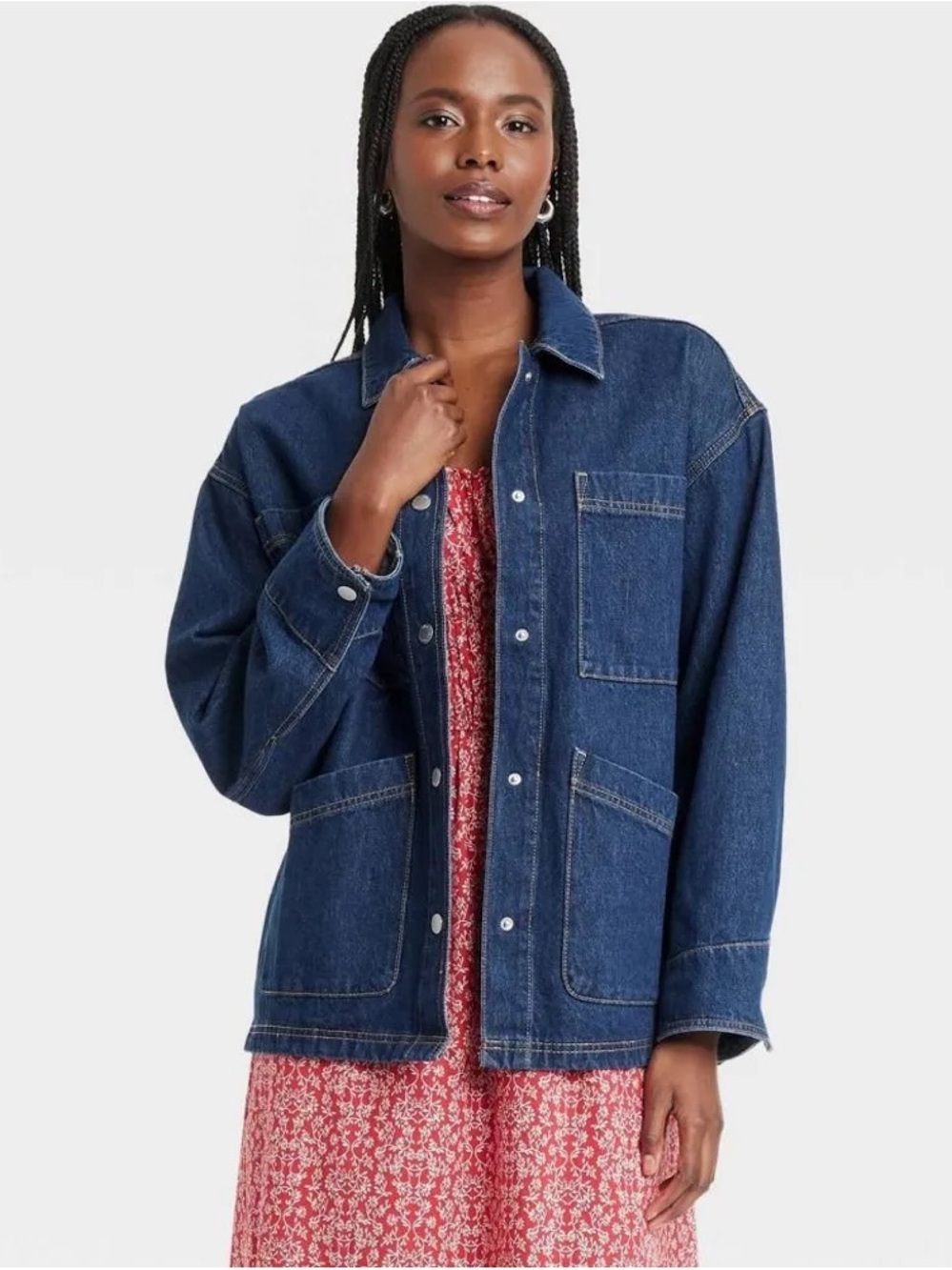Universal Threads Denim Chore Utility Jacket Coat Blue XL